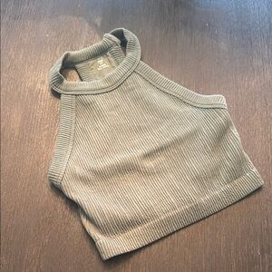 Aerie - Ribbed Halter Crop Top in Green